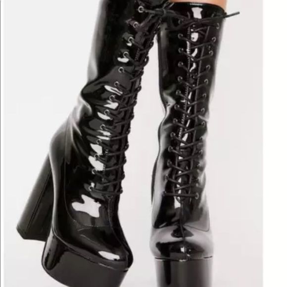 Black Platform Lace-Up Boots brand new never worn unfortunately too small for me - Picture 6 of 16